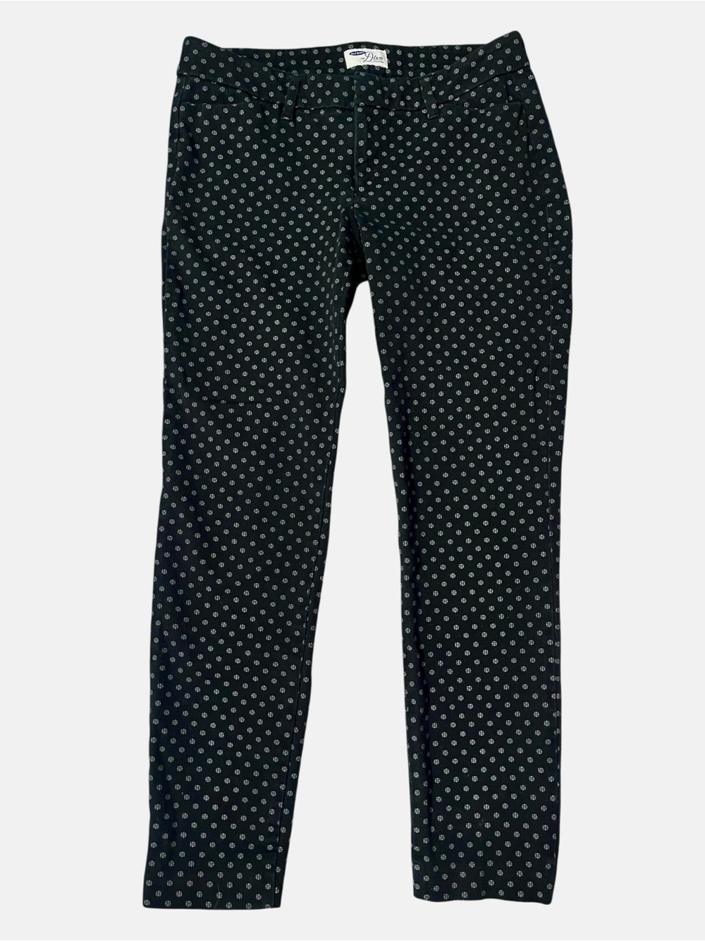 Old Navy Diva Ankle Cropped Pants Sz 6 Black White Polka Dot Stretch Mid Rise